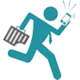 A green icon of a man running with the logo of Timesheets