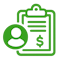 Client and expense report icon representing categorized business expenses