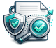 Documents and security shields representing an HR document audit trail