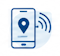Mobile phone with location pin representing mobile time tracking