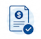 Payroll document with dollar sign and checkmark