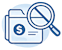 Contract and magnifying glass icon representing no long-term commitment