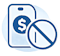 Document and prohibition icon representing no setup fees
