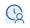 Clock and employee icon representing time-off and accrual tracking