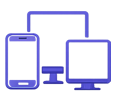 Smartphone, tablet, and computer icon representing cross-device time tracking