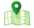 Map and location pin icon representing GPS time punch locations
