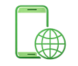 Smartphone and globe icon representing browser-based mobile clock-in