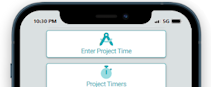 Timesheets.com mobile project time entry screen displayed on a smartphone