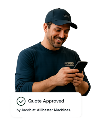Customer using a smartphone to approve an online quote from Timesheets.com