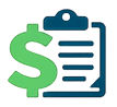 Payroll document icon representing scheduling integrated with time and expense tracking