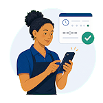 Manager approval and time-off decision icon